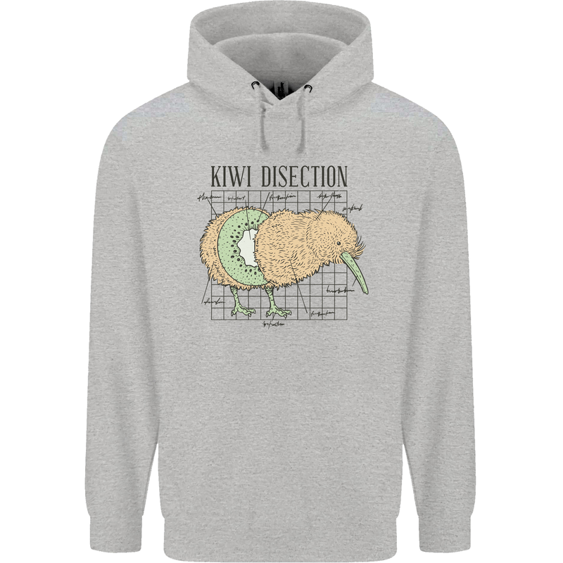 Funny Kiwi Fruit Bird Disection Mens 80% Cotton Hoodie Sports Grey