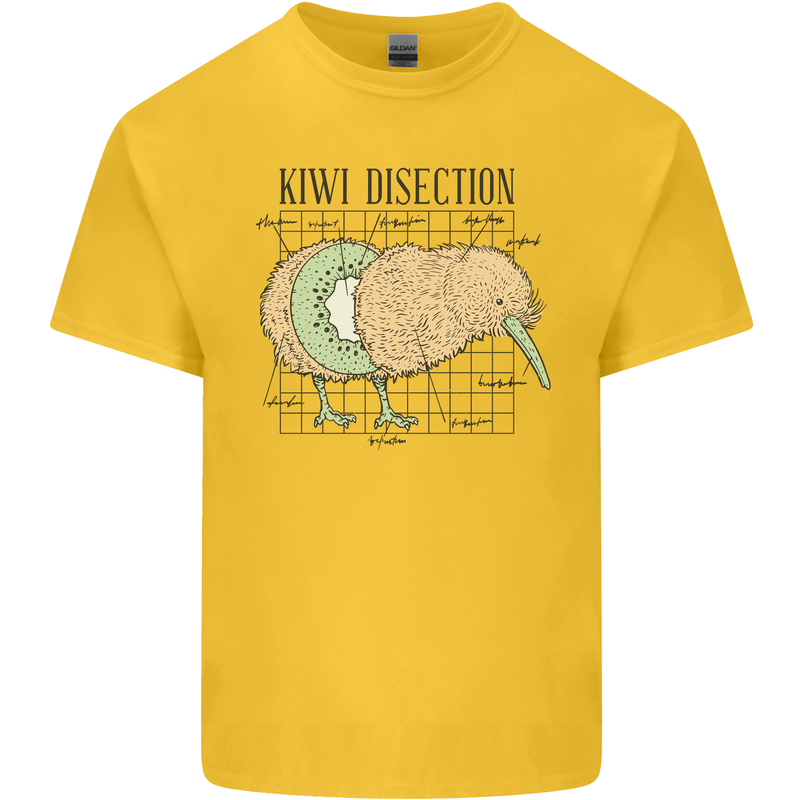 Funny Kiwi Fruit Bird Disection Mens Cotton T-Shirt Tee Top Yellow