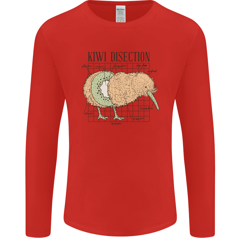 Funny Kiwi Fruit Bird Disection Mens Long Sleeve T-Shirt Red