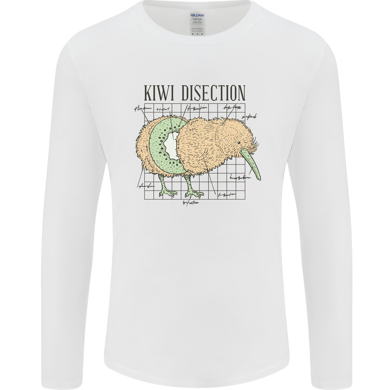Funny Kiwi Fruit Bird Disection Mens Long Sleeve T-Shirt White