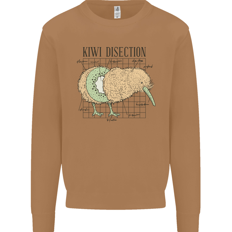 Funny Kiwi Fruit Bird Disection Mens Sweatshirt Jumper Caramel Latte