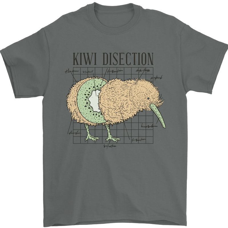 Funny Kiwi Fruit Bird Disection Mens T-Shirt 100% Cotton Charcoal