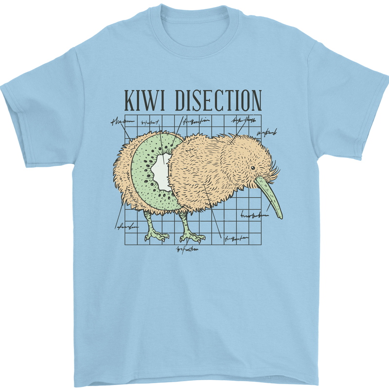 Funny Kiwi Fruit Bird Disection Mens T-Shirt 100% Cotton Light Blue