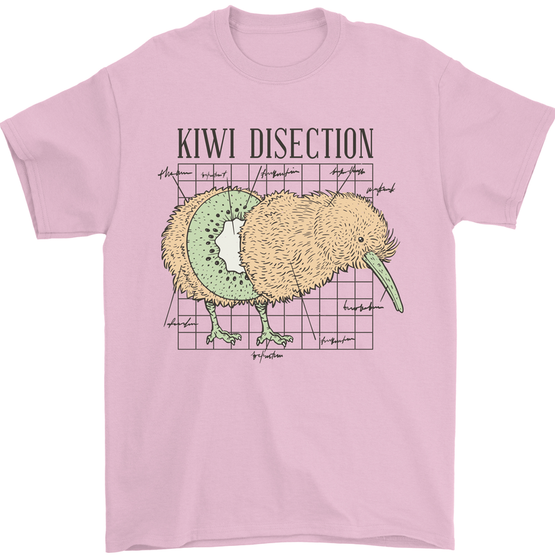 Funny Kiwi Fruit Bird Disection Mens T-Shirt 100% Cotton Light Pink