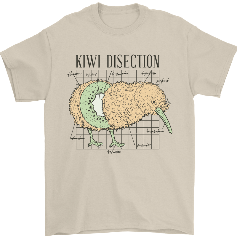 Funny Kiwi Fruit Bird Disection Mens T-Shirt 100% Cotton Sand