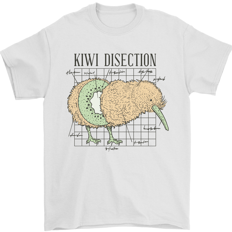 Funny Kiwi Fruit Bird Disection Mens T-Shirt 100% Cotton White