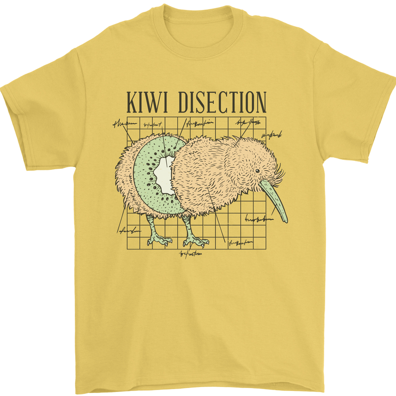 Funny Kiwi Fruit Bird Disection Mens T-Shirt 100% Cotton Yellow