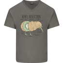 Funny Kiwi Fruit Bird Disection Mens V-Neck Cotton T-Shirt Charcoal