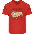Funny Kiwi Fruit Bird Disection Mens V-Neck Cotton T-Shirt Red