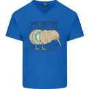 Funny Kiwi Fruit Bird Disection Mens V-Neck Cotton T-Shirt Royal Blue