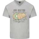 Funny Kiwi Fruit Bird Disection Mens V-Neck Cotton T-Shirt Sports Grey