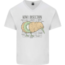 Funny Kiwi Fruit Bird Disection Mens V-Neck Cotton T-Shirt White