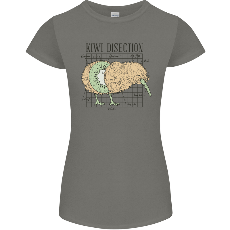 Funny Kiwi Fruit Bird Disection Womens Petite Cut T-Shirt Charcoal