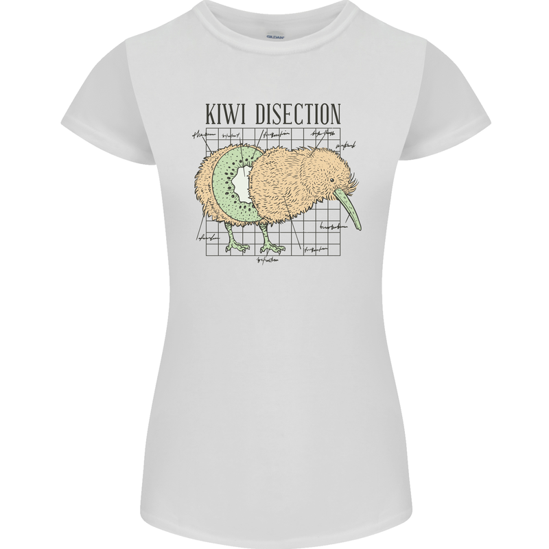 Funny Kiwi Fruit Bird Disection Womens Petite Cut T-Shirt White