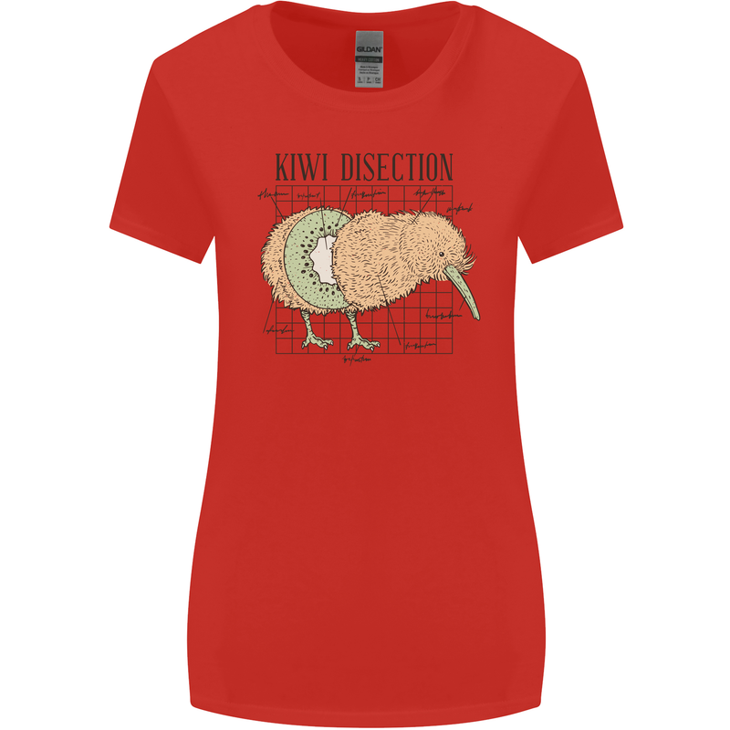 Funny Kiwi Fruit Bird Disection Womens Wider Cut T-Shirt Red