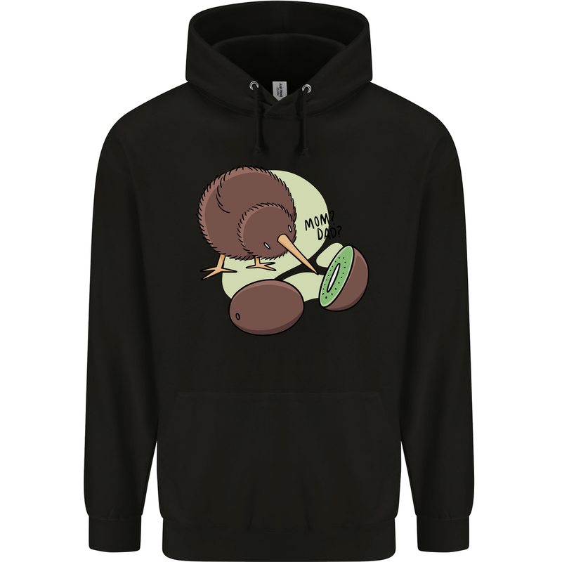 Funny Kiwi Fruit Bird Mom Dad Childrens Kids Hoodie Black