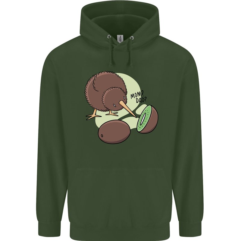 Funny Kiwi Fruit Bird Mom Dad Childrens Kids Hoodie Forest Green