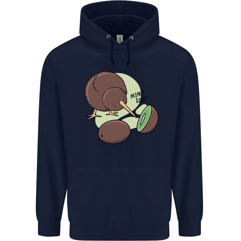 Funny Kiwi Fruit Bird Mom Dad Childrens Kids Hoodie Navy Blue