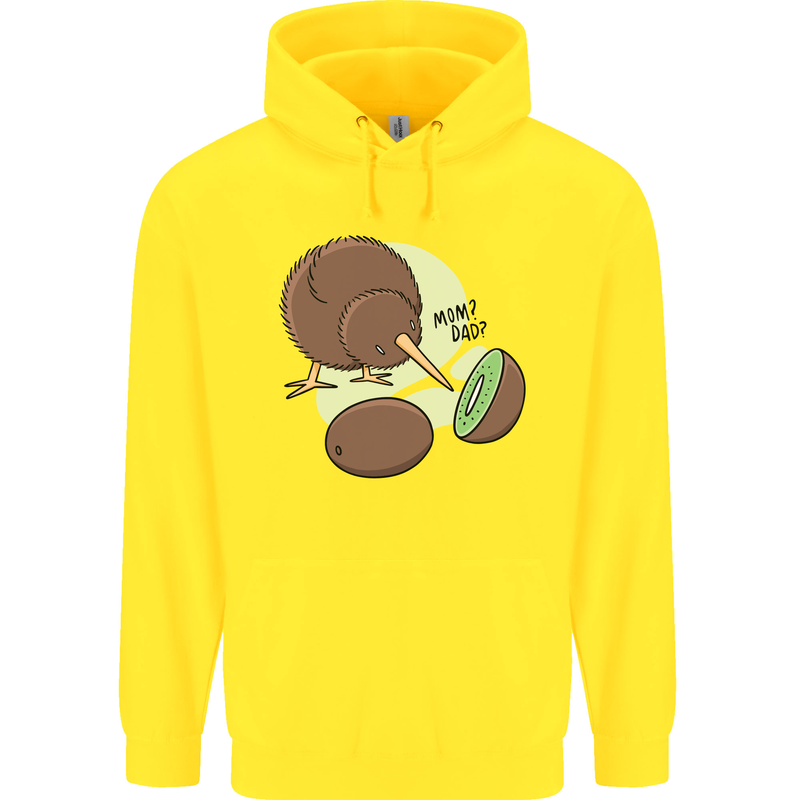 Funny Kiwi Fruit Bird Mom Dad Childrens Kids Hoodie Yellow