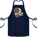 Funny Kiwi Fruit Bird Mom Dad Cotton Apron 100% Organic Navy Blue