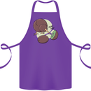 Funny Kiwi Fruit Bird Mom Dad Cotton Apron 100% Organic Purple