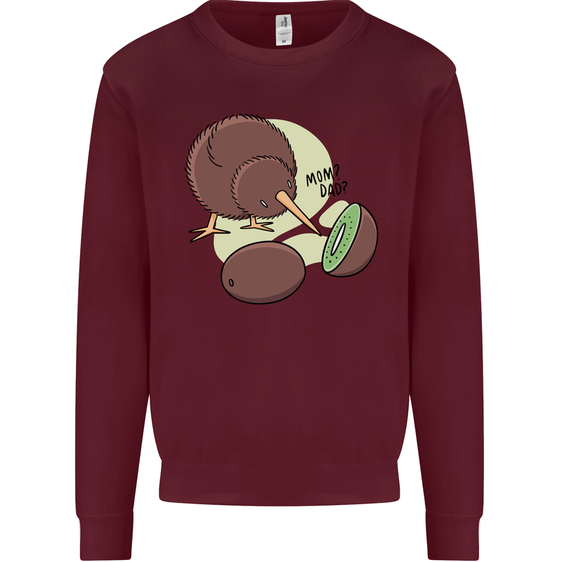 Funny Kiwi Fruit Bird Mom Dad Kids Sweatshirt Jumper Maroon