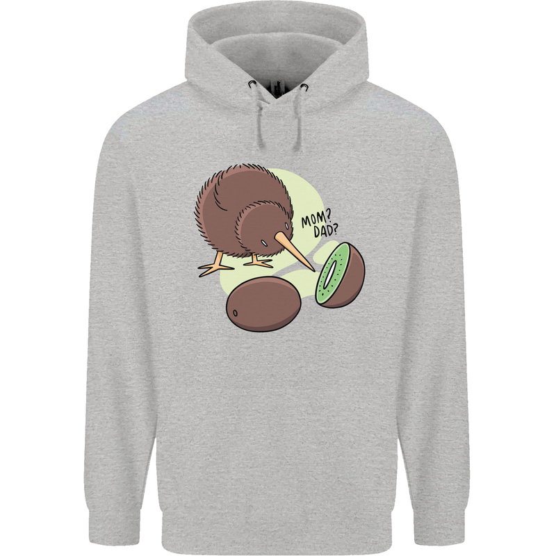Funny Kiwi Fruit Bird Mom Dad Mens 80% Cotton Hoodie Sports Grey