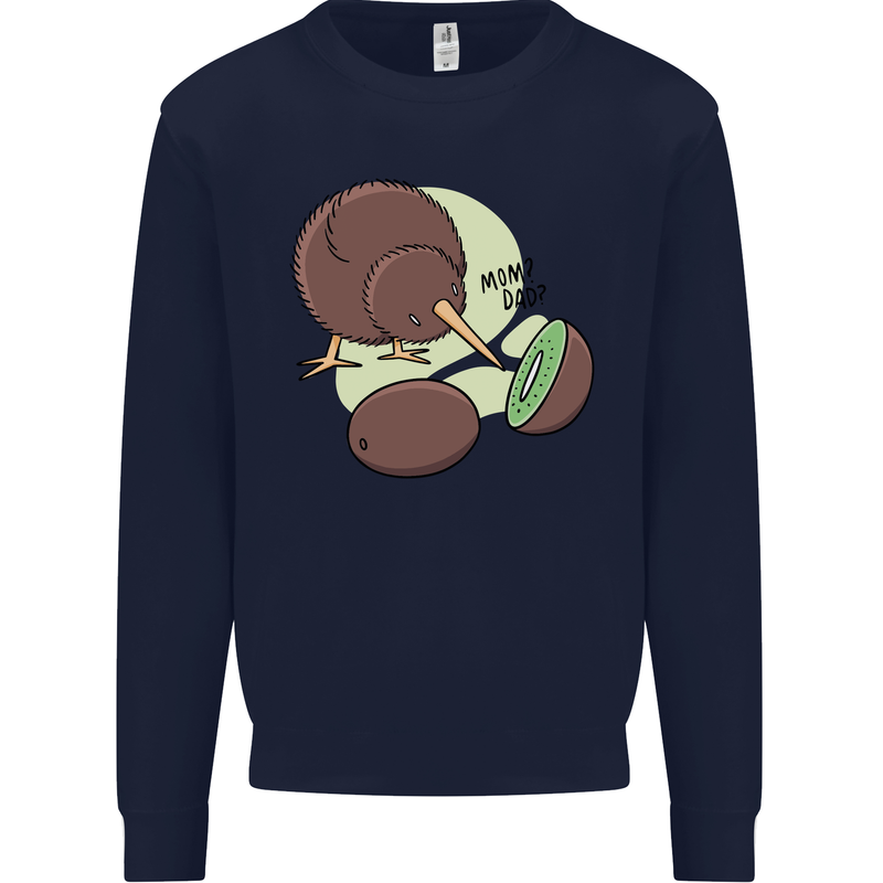 Funny Kiwi Fruit Bird Mom Dad Mens Sweatshirt Jumper Navy Blue