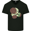 Funny Kiwi Fruit Bird Mom Dad Mens V-Neck Cotton T-Shirt Black