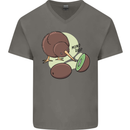 Funny Kiwi Fruit Bird Mom Dad Mens V-Neck Cotton T-Shirt Charcoal