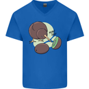 Funny Kiwi Fruit Bird Mom Dad Mens V-Neck Cotton T-Shirt Royal Blue