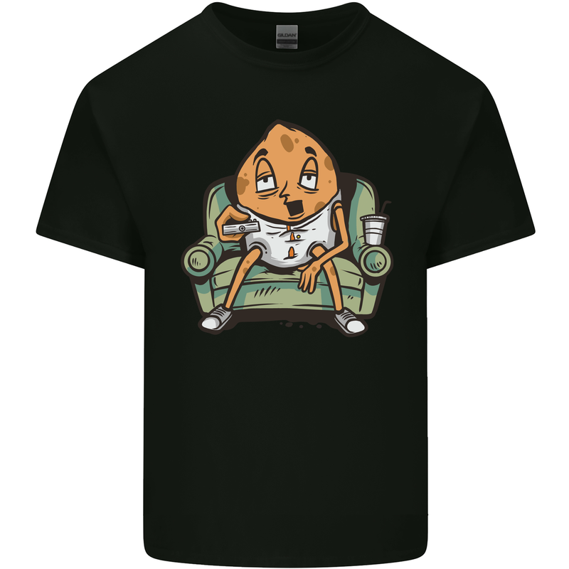 Funny Lazy Couch Potato Watchng TV Kids T-Shirt Childrens Black