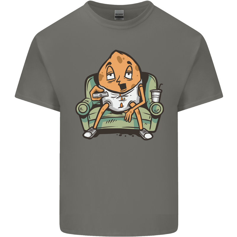 Funny Lazy Couch Potato Watchng TV Kids T-Shirt Childrens Charcoal