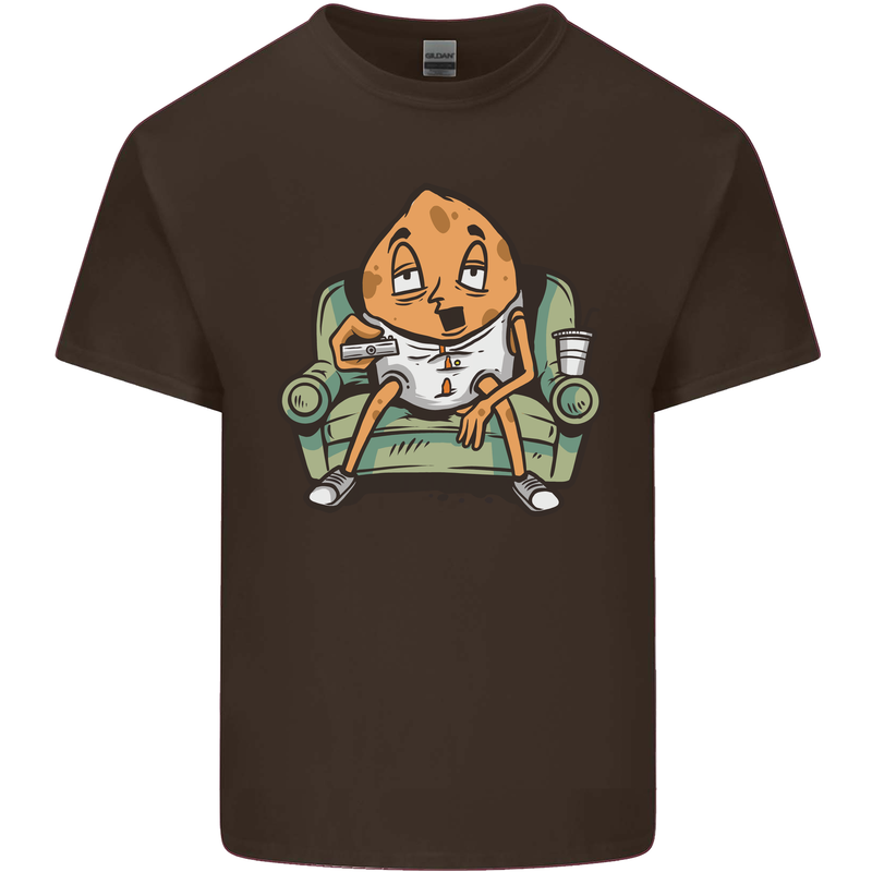 Funny Lazy Couch Potato Watchng TV Kids T-Shirt Childrens Chocolate