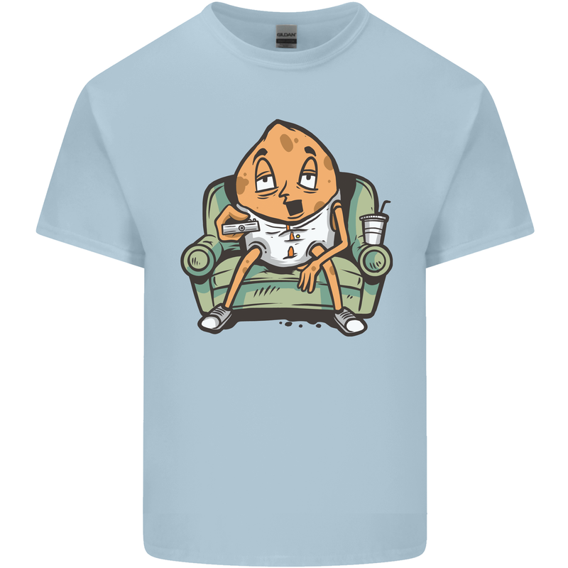 Funny Lazy Couch Potato Watchng TV Kids T-Shirt Childrens Light Blue