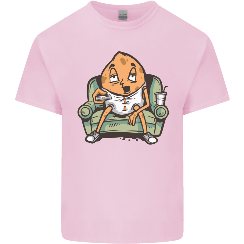 Funny Lazy Couch Potato Watchng TV Kids T-Shirt Childrens Light Pink