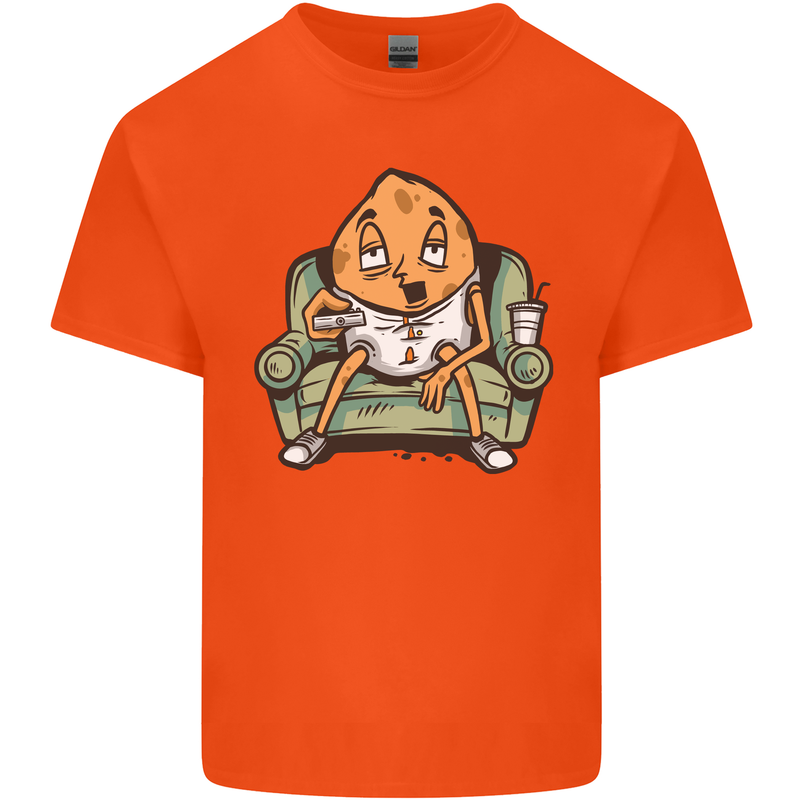 Funny Lazy Couch Potato Watchng TV Kids T-Shirt Childrens Orange