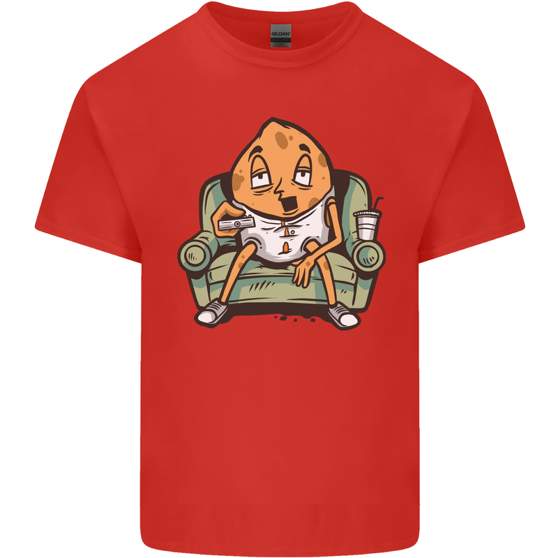 Funny Lazy Couch Potato Watchng TV Kids T-Shirt Childrens Red