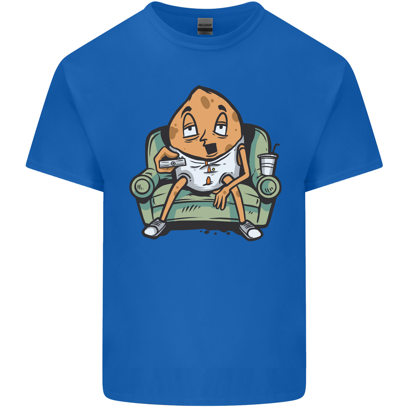 Funny Lazy Couch Potato Watchng TV Kids T-Shirt Childrens Royal Blue