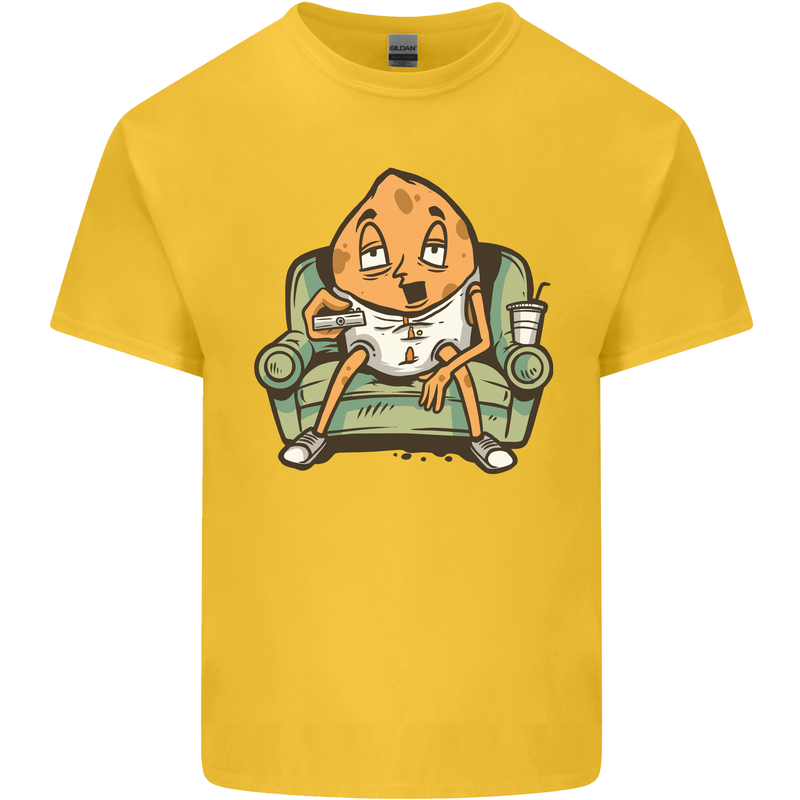 Funny Lazy Couch Potato Watchng TV Kids T-Shirt Childrens Yellow