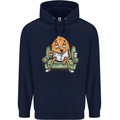 Funny Lazy Couch Potato Watchng TV Mens 80% Cotton Hoodie Navy Blue