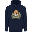 Funny Lazy Couch Potato Watchng TV Mens 80% Cotton Hoodie Navy Blue