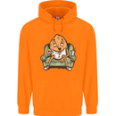 Funny Lazy Couch Potato Watchng TV Mens 80% Cotton Hoodie Orange