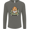 Funny Lazy Couch Potato Watchng TV Mens Long Sleeve T-Shirt Charcoal