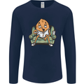 Funny Lazy Couch Potato Watchng TV Mens Long Sleeve T-Shirt Navy Blue