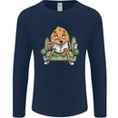 Funny Lazy Couch Potato Watchng TV Mens Long Sleeve T-Shirt Navy Blue