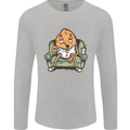 Funny Lazy Couch Potato Watchng TV Mens Long Sleeve T-Shirt Sports Grey