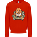 Funny Lazy Couch Potato Watchng TV Mens Sweatshirt Jumper Bright Red