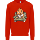 Funny Lazy Couch Potato Watchng TV Mens Sweatshirt Jumper Bright Red