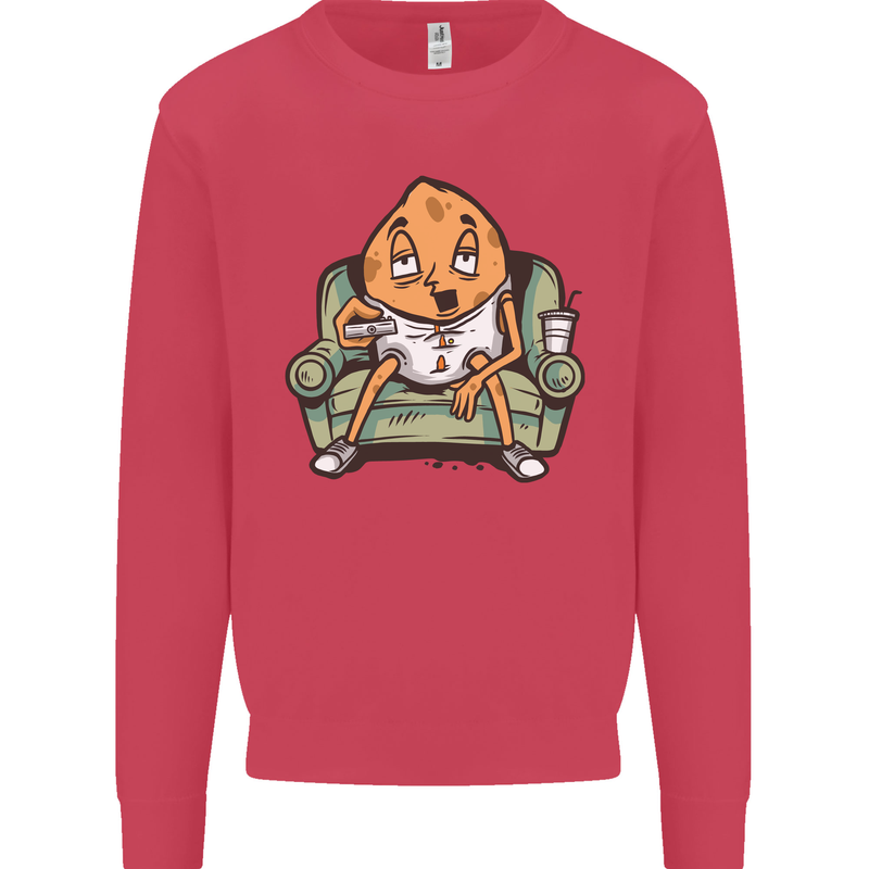 Funny Lazy Couch Potato Watchng TV Mens Sweatshirt Jumper Heliconia